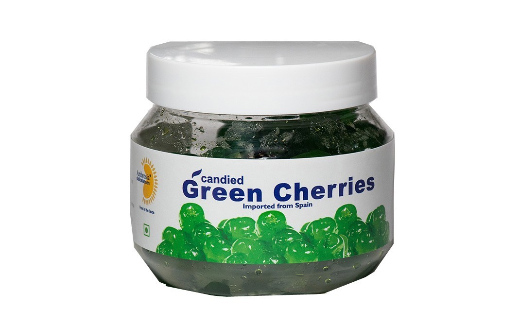 Ambrosia Delicatessen Candied Green Cherries    Jar  250 grams